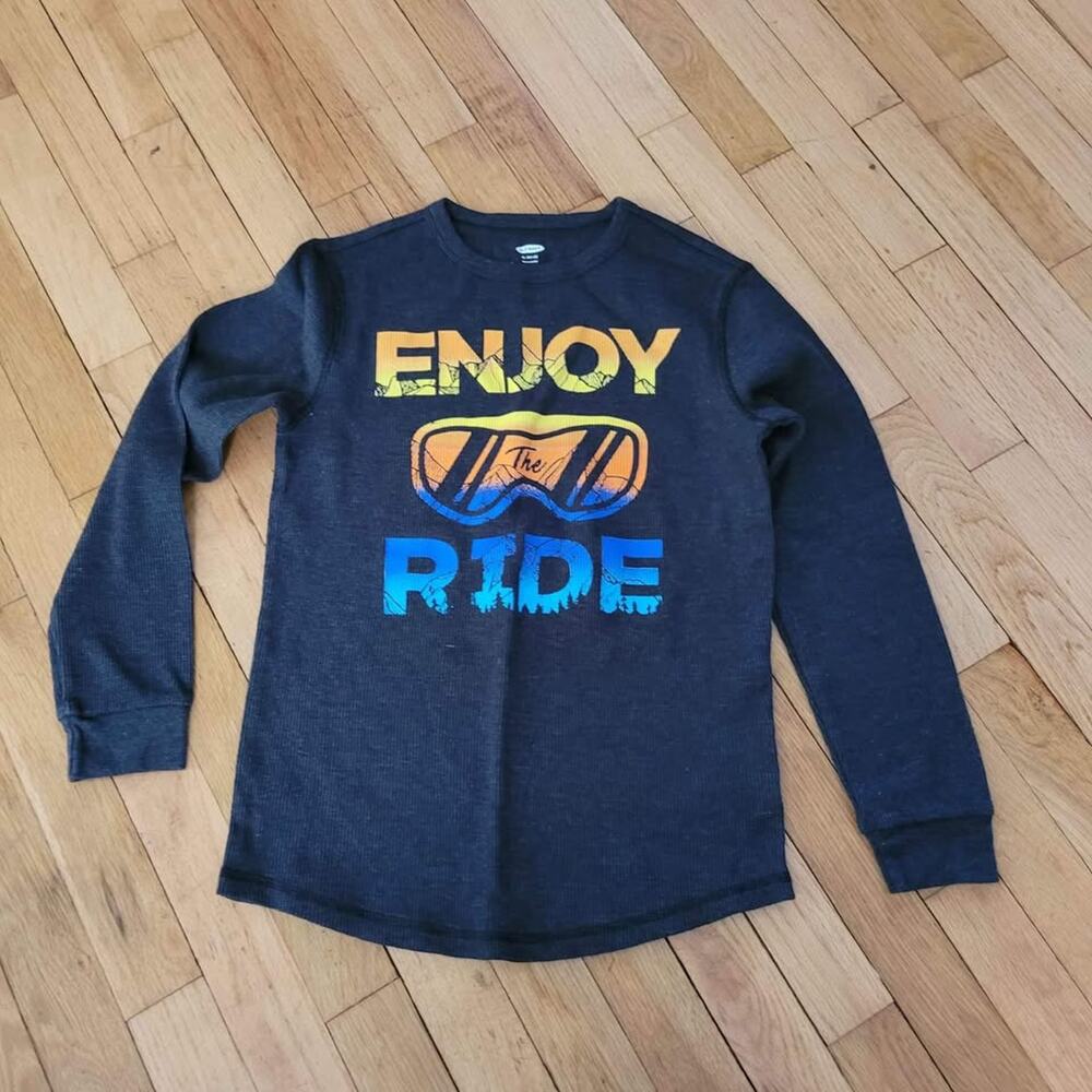 Old Navy Boys XL (14-16) Long Sleeve Thermal Top Enjoy The Ride